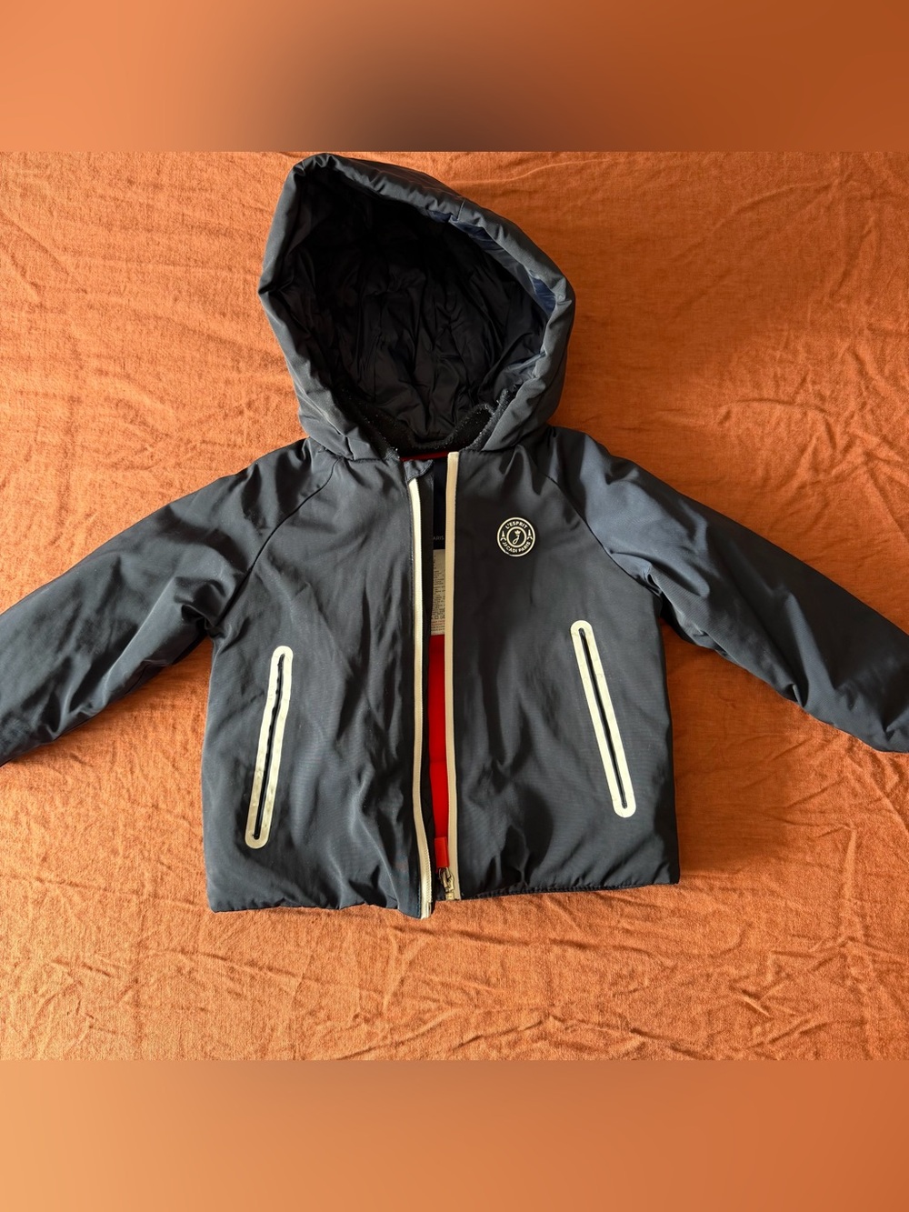 Jacadi | Navy Hooded Puffer Jacket with White Trim